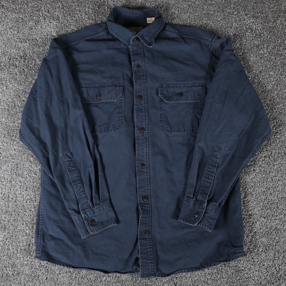 RedHead Brand Co Mens L Navy Blue Canvas Work Shirt Long Sleeve Button Up